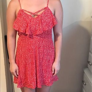 BRAND NEW, Macy’s junior’s red dress w/ polka dots